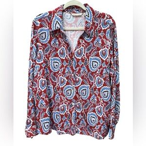 Soft Surroundings Floral Paisley Button-Down Shirt
